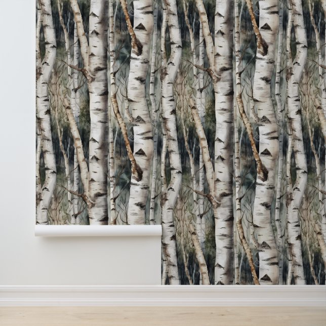 Birch Tree Trunks Forest Tapete (Anwendung)