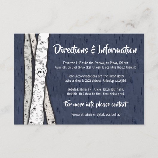 Birch Tree Twinkle lights Wedelinfo-Karten Begleitkarte (Vorderseite)