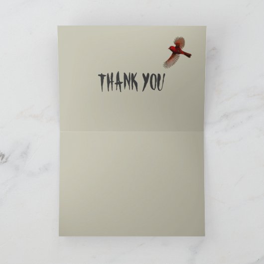 Birch Tree und Red Kardinals Vielen Dank Dankeskarte (Innenseite)