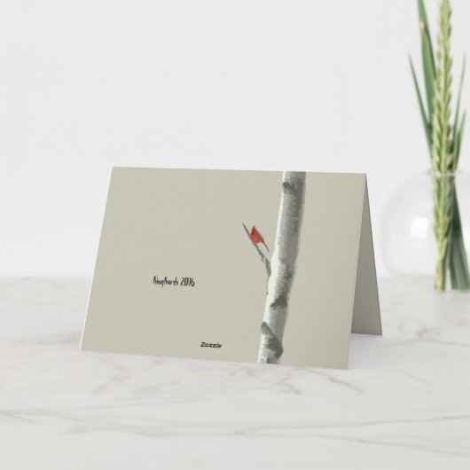 Birch Tree und Red Kardinals Vielen Dank Dankeskarte (Rückseite)