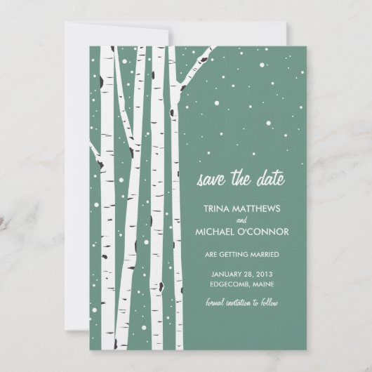 Birch Tree und Schnee Save the Date (Vorderseite)