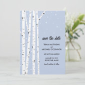 Birch Tree und Schnee Save the Date Einladung (Stehend Vorderseite)
