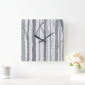 Birch Tree Wall Clock Quadratische Wanduhr (Zuhause)