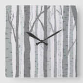 Birch Tree Wall Clock Quadratische Wanduhr (Vorderseite)