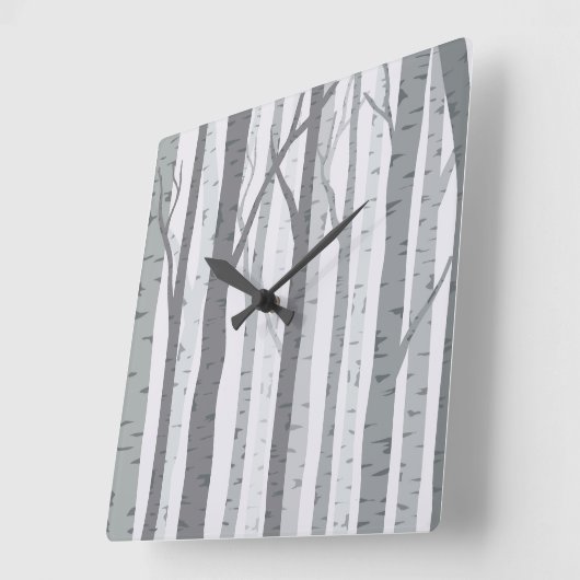 Birch Tree Wall Clock Quadratische Wanduhr (Winkel)