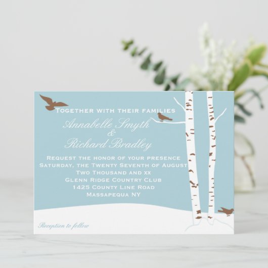 Birch Tree Wedding Einladungen (Stehend Vorderseite)