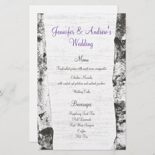 Birch Tree Wedding Menu (Vorne/Hinten)