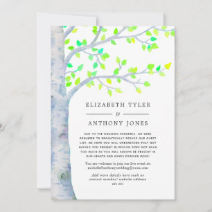 Birch Tree Wedding Reduced Guest List Ankündigung
