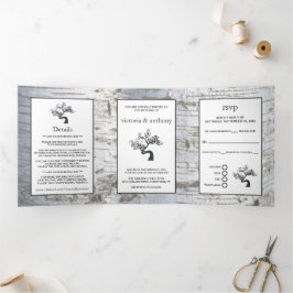 Birch Tree Wedding Suite Dreifach Gefaltete Einladung