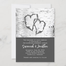 Birch Tree Wedding Two Hearts Einladung