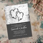 Birch Tree Wedding Two Hearts Einladung