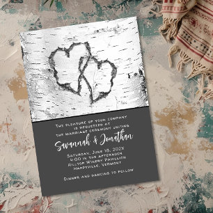 Birch Tree Wedding Two Hearts Einladung