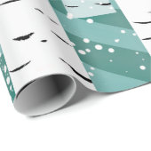 Birch Tree White Barke auf Blue Winter Geschenkpapier (Rolleneckpunkt)