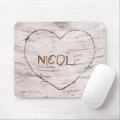 Birch Tree Wood & Carved Herz Rustikales Land Mousepad (Mit Mouse)
