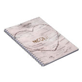 Birch Tree Wood & Heart Rustikal Personalisiert Notizblock (Rechte Seite)