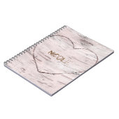 Birch Tree Wood & Heart Rustikal Personalisiert Notizblock (Linke Seite)