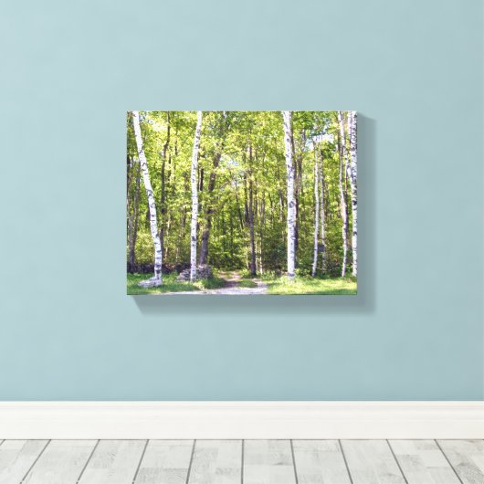 Birch Tree Woods Wrapped Canvas Leinwanddruck (Insitu (Holzboden))