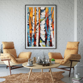 Birch Trees Abstrakt uneingerahmt Poster