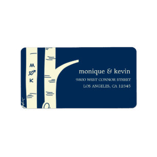 Birch Trees Address Label - Navy Adressaufkleber