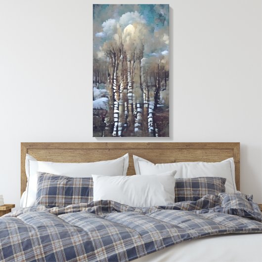 Birch Trees am Wintertag Leinwanddruck (Insitu (Schlafzimmer))
