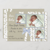 Birch Trees and Bows Baby Ankündigung (Vorne/Hinten)