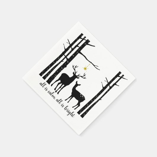 Birch Trees and Deer Christmas | Serviette (Ecke)