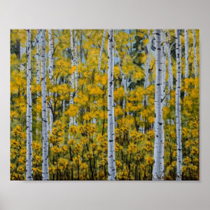 Birch Trees   Aspen Forest   Herbstlaub Poster