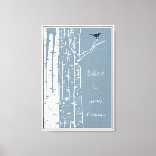 Birch Trees Bird Leinwanddruck (Vorderseite)
