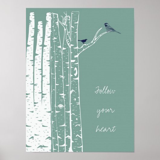 Birch Trees Bird Sage Poster (Vorne)
