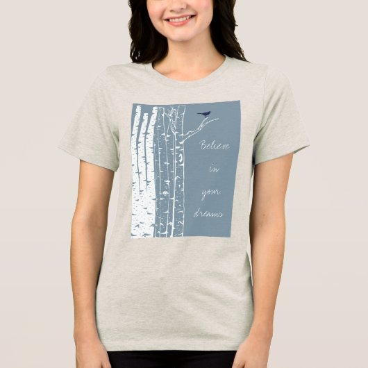 Birch Trees Bird Tri-Blend Shirt (Vorderseite)
