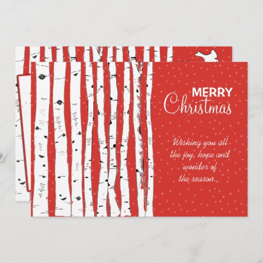 Birch Trees & Birds Frohe Weihnachten (Vorne/Hinten)