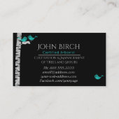 ** Birch Trees Blue Birds Arborist Tree Doctor Visitenkarte (Rückseite)