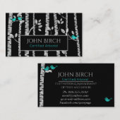 ** Birch Trees Blue Birds Arborist Tree Doctor Visitenkarte (Vorne/Hinten)