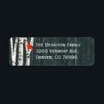 Birch Trees Custom Christmas Address Label<br><div class="desc">Stilvolle Rücksendeadressen-Aufkleber in einem rustikalen,  Vintagen Kalkbrett,  mit einer Grafik von Birkenbäumen mit weißem Bach und einem roten Kardinal,  der die links Seite schmückt. Personalisieren Sie den weißen Text mit Ihren Informationen. Passende Weihnachtskarten für das Foto.</div>