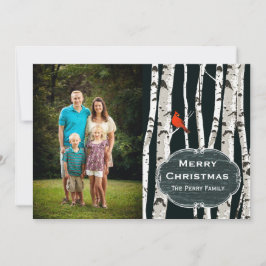 Birch Trees Custom Photo Christmas Greeting Feiertagskarte