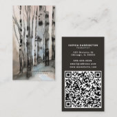 Birch Trees Custom QR Code Scannable Mountains Visitenkarte (Vorne/Hinten)