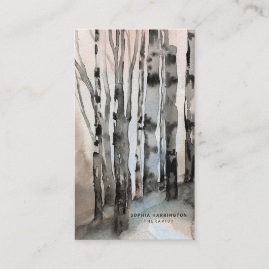 Birch Trees Custom QR Code Scannable Mountains Visitenkarte (Vorderseite)