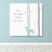 Birch Trees Deer Inspirational Zitat Leinwanddruck (Insitu (Holzboden))
