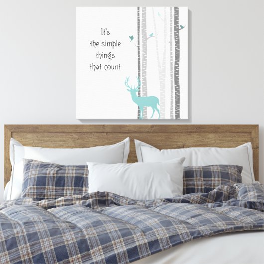 Birch Trees Deer Inspirational Zitat Leinwanddruck (Insitu (Schlafzimmer))
