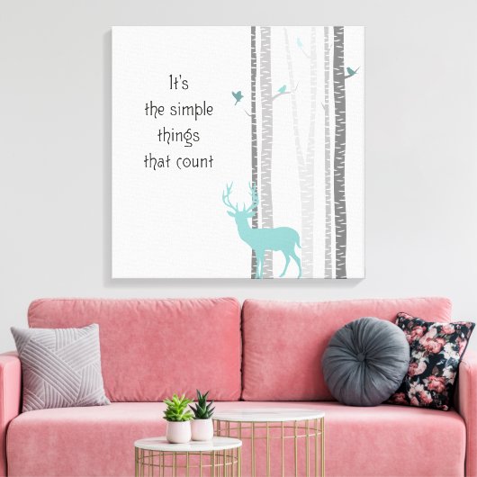 Birch Trees Deer Inspirational Zitat Leinwanddruck (Insitu (Wohnzimmer))