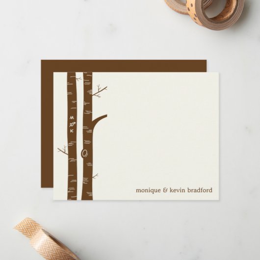 Birch Trees Flat Danke Karte (Vorderseite/Rückseite Beispiel)