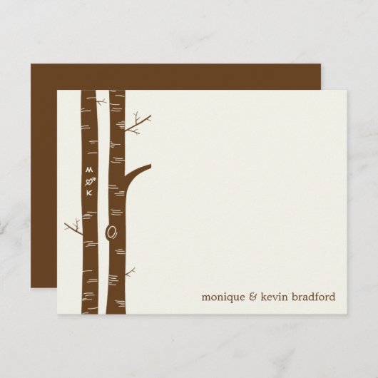 Birch Trees Flat Danke Karte (Vorne/Hinten)