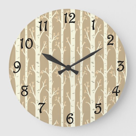 Birch Trees Große Wanduhr (Vorderseite)