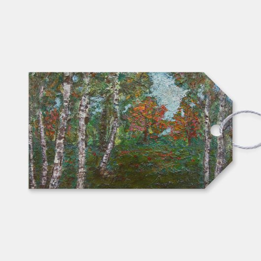 Birch Trees in a Forest (von Kimon Loghi) Geschenkanhänger (Vorderseite (Horizontal))