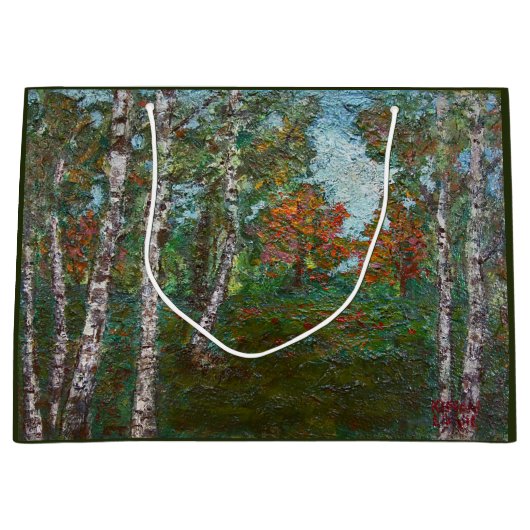 Birch Trees in a Forest (von Kimon Loghi) Große Geschenktüte (Vorderseite)