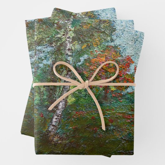 Birch Trees in einem Wald (von Kimon Loghi) Geschenkpapier Set (Beispiel)
