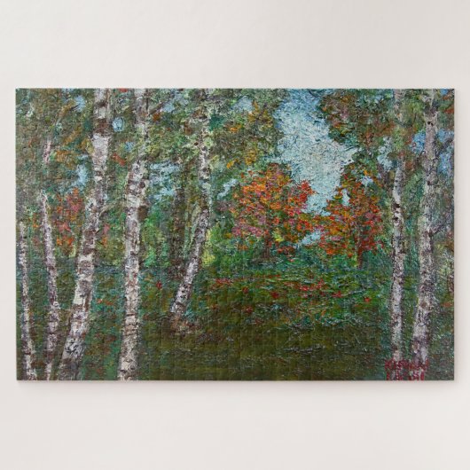 Birch Trees in einem Wald (von Kimon Loghi) Puzzle (Horizontal)