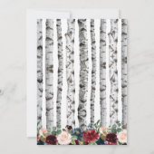 Birch Trees Navy Blue Burgundy Hochzeitseinladunge Einladung (Rückseite)