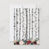 Birch Trees Navy Blue Burgundy Wedding RSVP Cards (Rückseite)