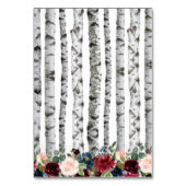 Birch Trees Navy Burgundy Wedding Insert Cards Tischnummer (Rückseite)